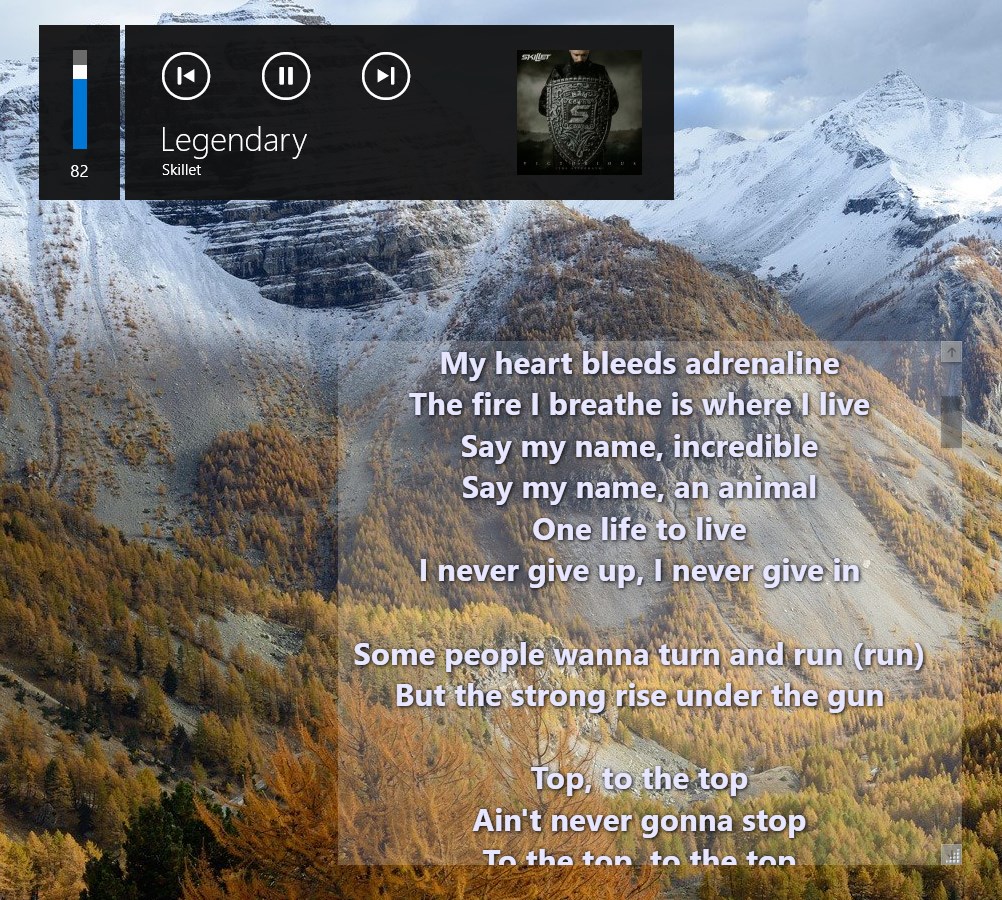Lyrixound lyrics overlay on the Windows desktop while a track plays